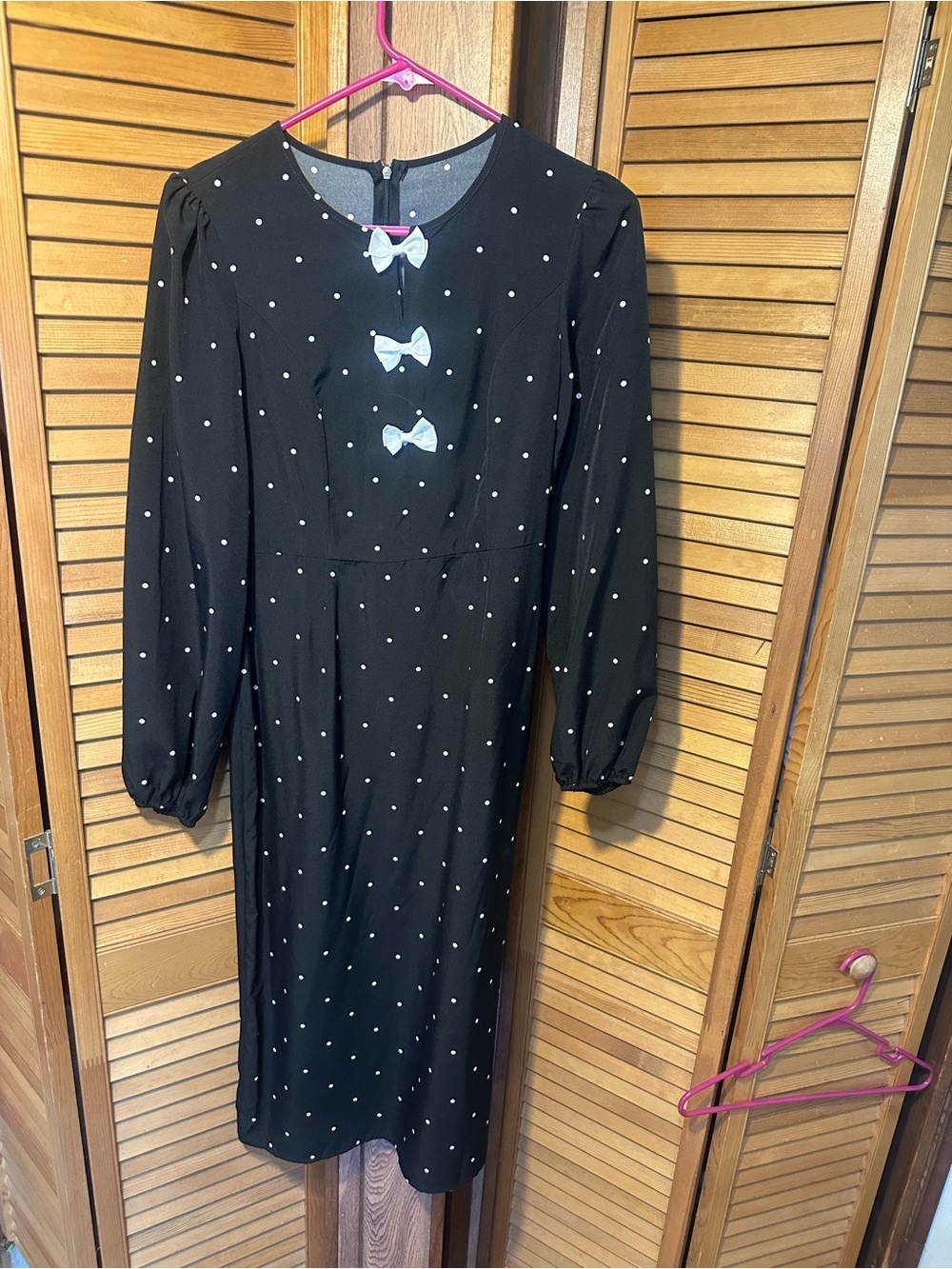 Black  Polka Dot Dress with Bow Accents
